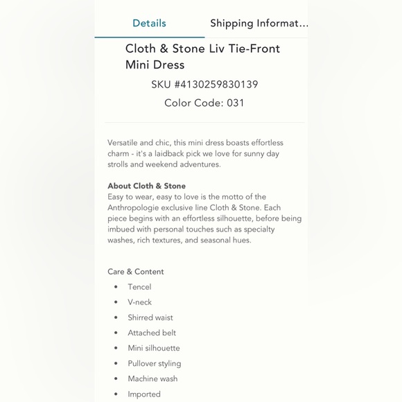 Cloth and Stone sage green dress with elastic detail & reversible waist tie. - Picture 2 of 7